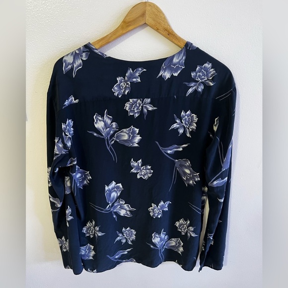 DASLU SAO PAOLO BLOUSE 100*% SILK black floral long sleeve LIGHTWEIGHT top Ss M - Picture 4 of 16
